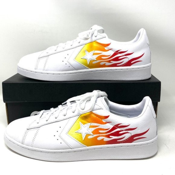 💖MEGA SALE💖Converse PRO LEATHER Low Top White Fire Women's Size 6.5 167935C - Picture 2 of 9